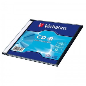 Оптический диск CD-R Verbatim 700Mb, 52x, slim case, 1шт. (43347)
