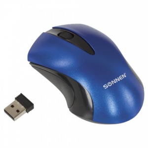 Мышь оптическая беспроводная Sonnen M-661Bl, USB, 1000 dpi, 2 кнопки + 1 колесо-кнопка, синяя, 40шт.
