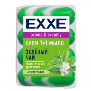 Мыло-крем туалетное Exxe 1+1 Зеленый чай 90г, 4шт., 24 уп.