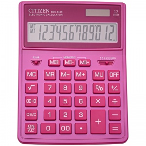 Калькулятор настольный Citizen SDC-444X (12-разрядный) двойное питание, розовый (SDC444XRPKE)