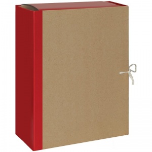 Папка архивная с завязками OfficeSpace (120мм, 4 завязки, крафт/бумвинил) красная (255994)