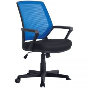 Кресло офисное Helmi HL-M02 "Step", ткань TW черная, сетка синяя, пластик черный (283157)