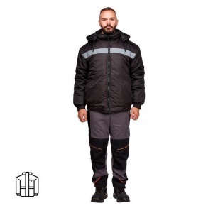 Спец.одежда Куртка зимняя мужская (куртка-бомбер) мужская с СОП, черная (размер 60-62, рост 182-188)