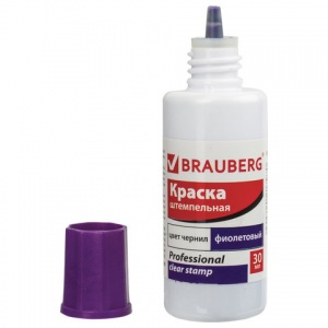 Краска штемпельная Brauberg Professional, clear stamp, 30мл, водная основа, фиолетовая (227982), 12шт.