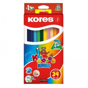 Карандаши цветные 24 цвета Kores Kolores Jumbo (L=175мм, 3гр) с точилкой