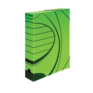 Папка на резинках картонная inФОРМАТ (А4, корешок 75мм, до 400л., микрогофрокартон) зеленая, 1шт.