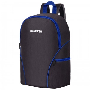 Рюкзак молодежный Staff Trip, 2 кармана, черный с синими деталями, 40x27x15,5см (270786)