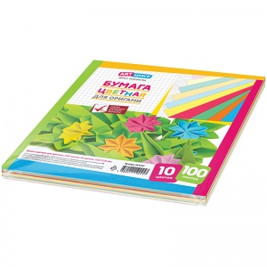 Бумага цветная для оригами ArtSpace (100 листов, 10 цветов, 210х210мм) (264197)