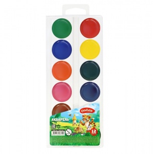 Краски акварельные 12 цветов Creativiki, без кисти, пластиковая упаковка