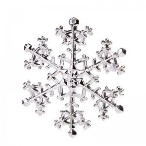 Елочное украшение пластиковое "Снежинка изящная", 11x11см, серебро (77944)