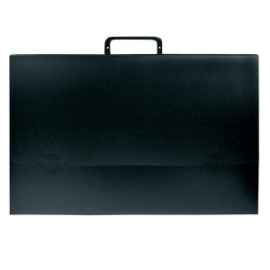 Папка-портфель Регистр (А4, 25мм, 1 отделение, пластик, 700мкм, с ручкой) черная