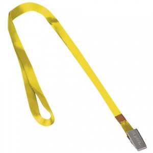 Шнур для бейджа Brauberg, 45см, металлический зажим, желтый нейлон (235736), 10шт.