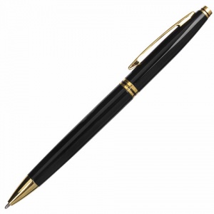 Ручка шариковая автоматическая Brauberg De luxe Black (бизнес-класса, корпус черный, золотистые детали, синий цвет чернил) 25шт. (141411)