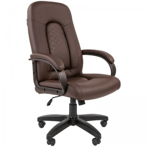 Кресло руководителя Helmi HL-E29 "Brilliance", экокожа коричневая, мягкий подлокотник, пластик (279847)
