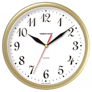 Часы настенные аналоговые Troyka 91971913, круглые, 23x23x3см, золотистая рамка (91971913)
