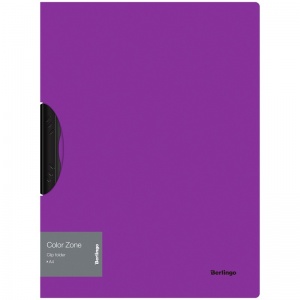 Папка с клипом Berlingo Color Zone (А4, 450мкм, пластик) фиолетовая (FCl_A4060), 120шт.
