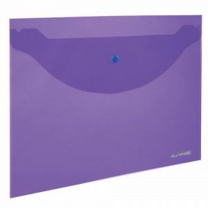 Папка-конверт на кнопке Юнландия (А4, до 100 листов, 180мкм) прозрачная, фиолетовая, 10шт.