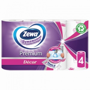Полотенца бумажные 2-слойные Zewa Premium Decor, рулонные, 3х4 рул/уп (144124)