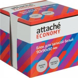 Блок-кубик для записей Attache Economy, 90x90x90мм, белый (65 г/кв.м)