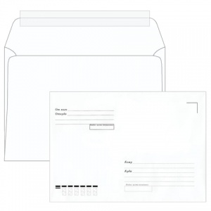 Конверт почтовый C5 Ряжск Гознак (162x229, 80г, стрип, печать "Куда-Кому") белый, 1000шт.