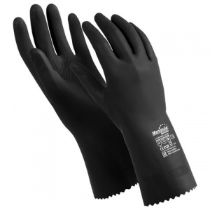 Перчатки защитные латексные Manipula Specialist КЩС-2, ультратонкие, размер 7-7,5 (S), черные, 1 пара (L-U-032)