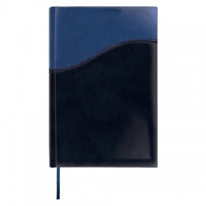 Ежедневник недатированный А5 Brauberg Bond (160 листов) обложка кожзам, синяя под комб. кожу с волной (126220)
