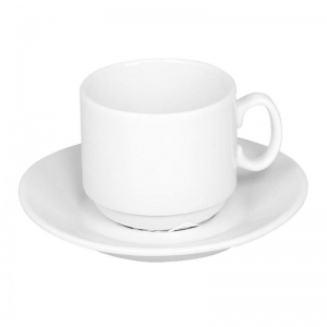 Кофейная пара Добруш Мокко фарфоровая белая, чашка 100мл/блюдце (C1627)