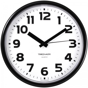 Часы настенные аналоговые Troyka 91900945, черная рамка, 23x23x3.5см