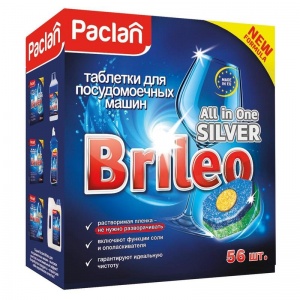 Таблетки для посудомоечных машин Paclan Brileo All in One Silver, 56шт. (419170)
