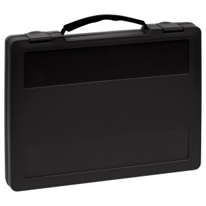 Папка-портфель Стамм (А4, 1 отделение, пластик, 270x350x45мм, выдвижная ручка) черная (ПФ21)