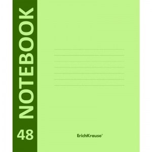 Тетрадь общая 48л, А5 Erich Krause "Neon" (клетка, скрепка, пластик.обложка) зеленая (46935), 5шт.