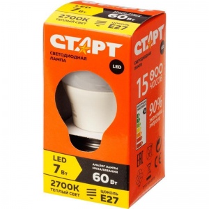 Лампа светодиодная Старт ECO LED (7Вт, E27, шар) теплый белый, 1шт.