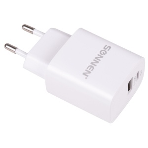 Сетевое зарядное устройство Sonnen, ток 3А, USB+Type-C, быстрая зарядка, белый (455505)
