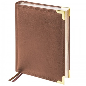 Ежедневник недатированный А6 Delucci (160 листов) обложка кожзам под гладкую кожу, коричневая, цв.срез (UD0_89602)
