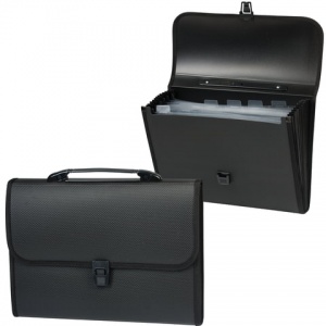 Папка-портфель Staff (А4, 6 отделений, пластик, с окантовкой) черная (221206)