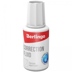 Корректирующая жидкость Berlingo, 20мл, спиртовая, с губчатым аппликатором (FKg_20012)