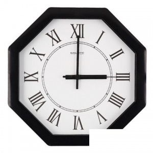 Часы настенные аналоговые Салют П-В6-020, белый, черная рамка, 28х28х4см