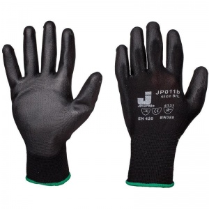 Перчатки защитные текстильные Jeta Safety, нейлоновые с полиуретаном, размер 8 (M), черные, 12 пар