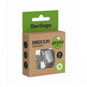 Зажимы для бумаг металлические Berlingo Green Series (19мм, до 80 листов) крафт-упаковка, 10шт., 24 уп. (BC_1019J)