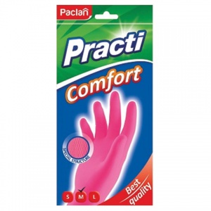 Перчатки резиновые Paclan Practi Comfort, размер 8 (М), розовые, 1 пара (407120/407271), 100 уп.