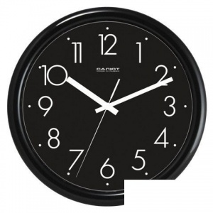 Часы настенные аналоговые Салют ПЕ-Б6-266, черный, черная рамка, 24,5х24,5х3,5см