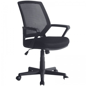 Кресло офисное Helmi HL-M02 "Step", ткань TW черная, сетка черная, пластик черный (283156)