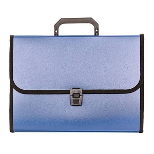 Папка-портфель inФОРМАТ (А4, 13 отделений, пластик, 700мкм, с ручкой) синяя