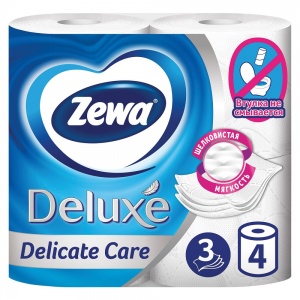Бумага туалетная 3-слойная Zewa Deluxe, белая, 20.7м, 4 рул/уп (3228)