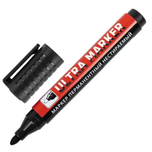 Маркер перманентный (нестираемый) Brauberg Ultra Marker (3.5мм, круглый наконечник, черный) 24шт. (152204)