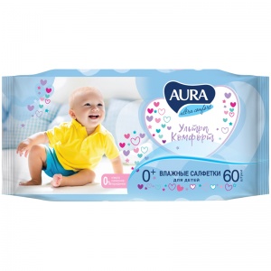 Салфетки влажные детские Aura Ultra Comfort, 60шт. (5659/6142), 24 уп.