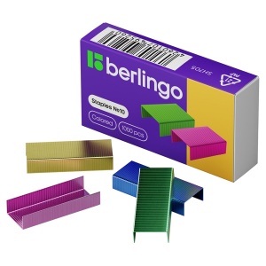 Скобы для степлеров Berlingo, №10, цветные, 1000шт. (SH705), 20 уп.