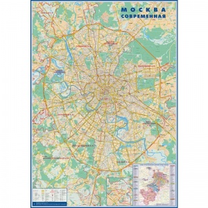Настенная административная карта Москвы (масштаб 1:26 000, мелованная)