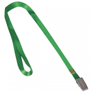 Шнур для бейджа Brauberg, 45см, металлический зажим, зеленый нейлон (235735), 10шт.