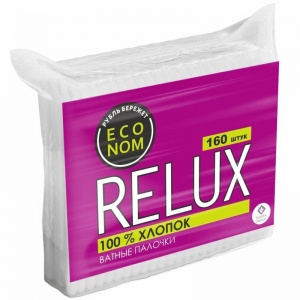 Палочки ватные Relux, 160шт. в упаковке, zip-пакет, 36 уп.